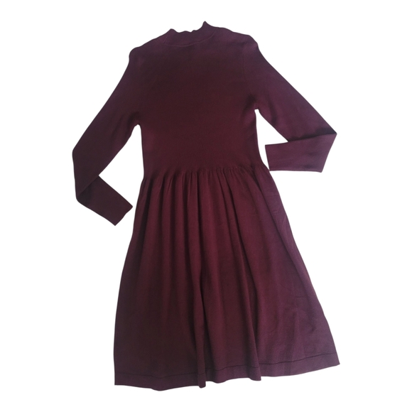 Rafaella Sportswear Pleated Long Sleeve Mock Neck Dress - Picture 6 of 9